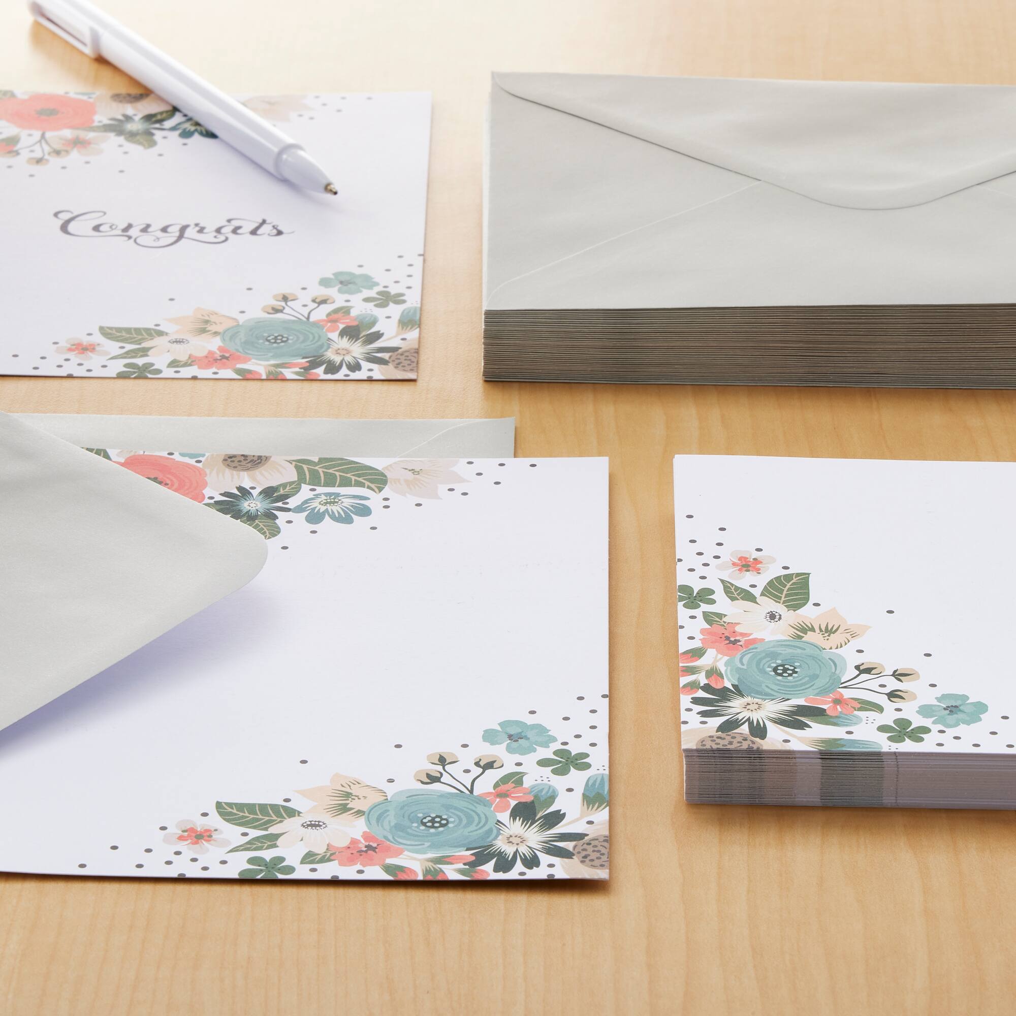 Painted Floral Flat Cards & Envelopes by Recollections™, 5" x 7"